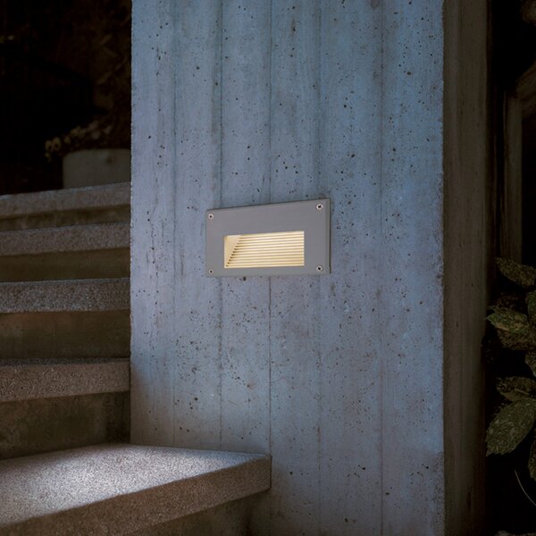 SLV Brick LED cu LED-uri sub lumina de perete încastrat 3.000K, Gri, Hol, Metal, Modern