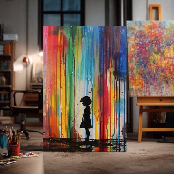 Tablou de perete RAINBOW SILHOUETTE pe panza | Structură pictată - 60x90 cm