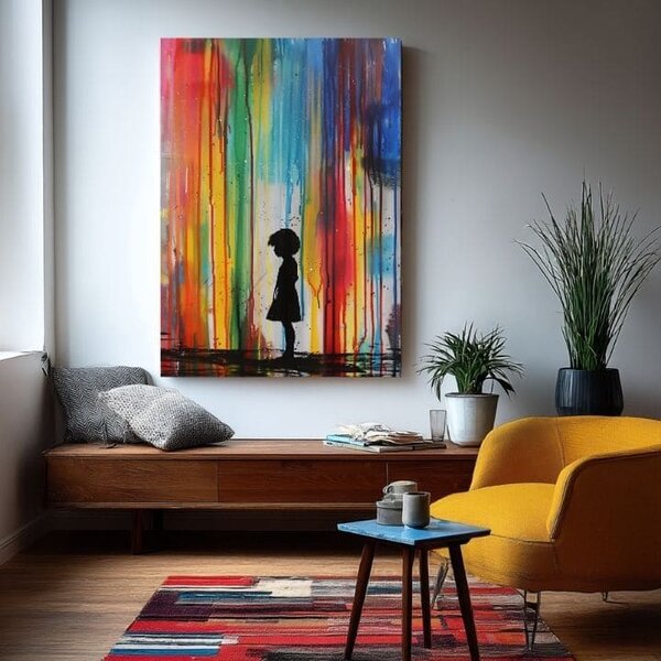Tablou de perete RAINBOW SILHOUETTE pe panza | Structură pictată - 60x90 cm