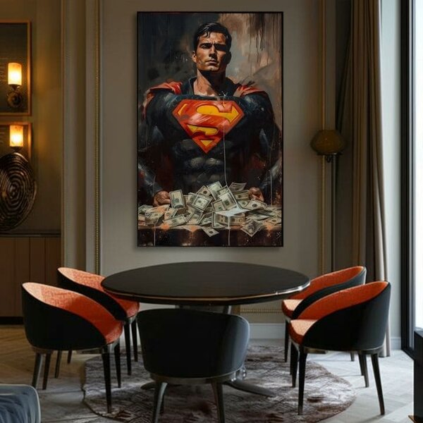 Tablou de perete SUPERMAN: Money Man | finisată de mâna artistului - 60x90 cm