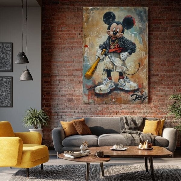 Tablou de perete STREET MICKEY pe panza | Structură pictată - 60x90 cm