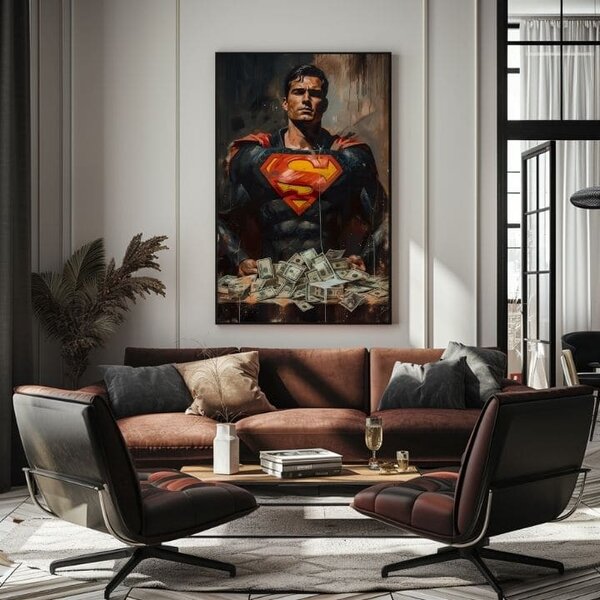 Tablou de perete SUPERMAN: Money Man | finisată de mâna artistului - 60x90 cm