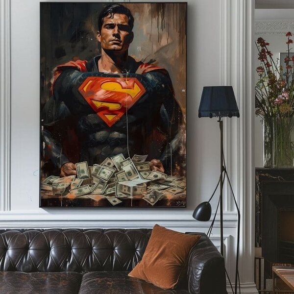 Tablou de perete SUPERMAN: Money Man | finisată de mâna artistului - 60x90 cm