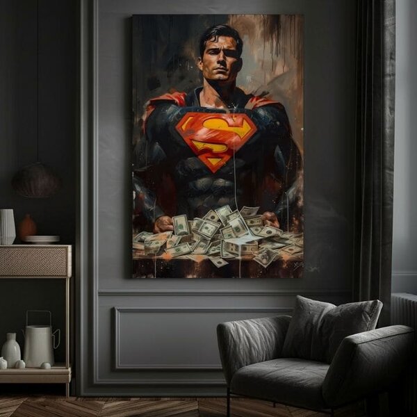 Tablou de perete SUPERMAN: Money Man | finisată de mâna artistului - 60x90 cm