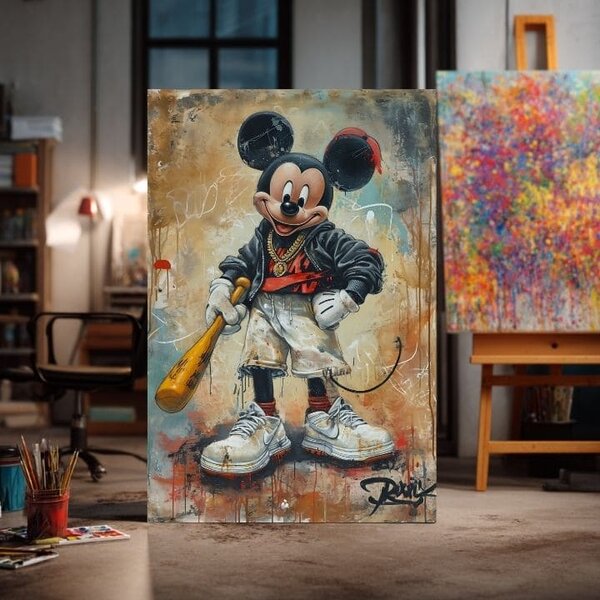 Tablou de perete STREET MICKEY pe panza | Structură pictată - 60x90 cm