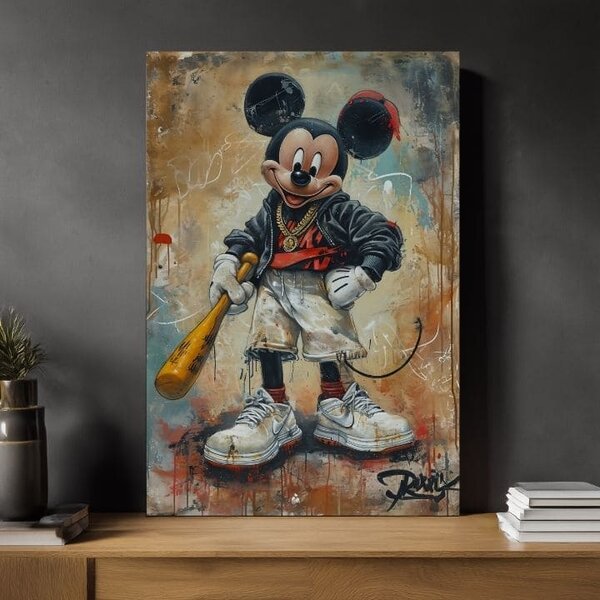 Tablou de perete STREET MICKEY pe panza | Structură pictată - 60x90 cm
