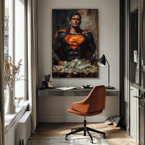 Tablou de perete SUPERMAN: Money Man | finisată de mâna artistului - 60x90 cm