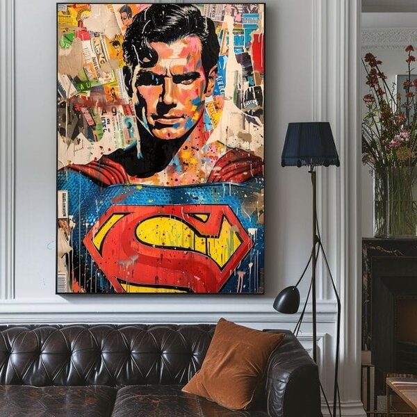 Tablou de perete SUPERMAN: Pop icon | finisată de mâna artistului - 60x90 cm