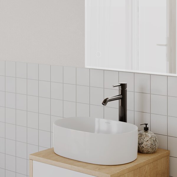 Oltens Lom Thin lavoar 52x30 cm ovale de blat alb luciu 40328000