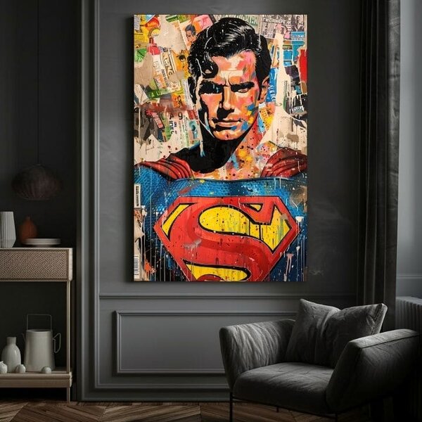 Tablou de perete SUPERMAN: Pop icon | finisată de mâna artistului - 60x90 cm