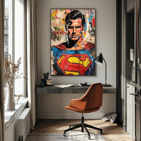 Tablou de perete SUPERMAN: Pop icon | finisată de mâna artistului - 60x90 cm