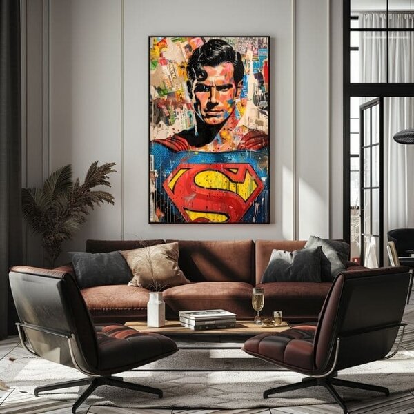 Tablou de perete SUPERMAN: Pop icon | finisată de mâna artistului - 60x90 cm