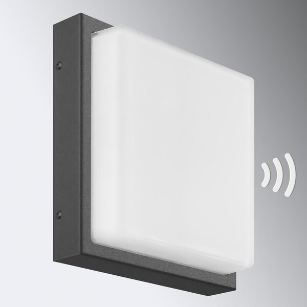 LCD Lampă de perete pentru exterior Ernest, grafit, E27, detector mișcare, Negru, Metal, Modern