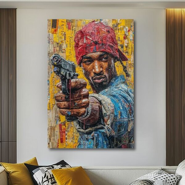 Tablou de perete TUPAC SHAKUR - Gangster rap | finisată de mâna artistului - 60x90 cm