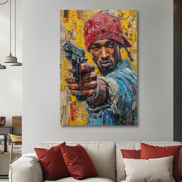Tablou de perete TUPAC SHAKUR - Gangster rap | finisată de mâna artistului - 60x90 cm