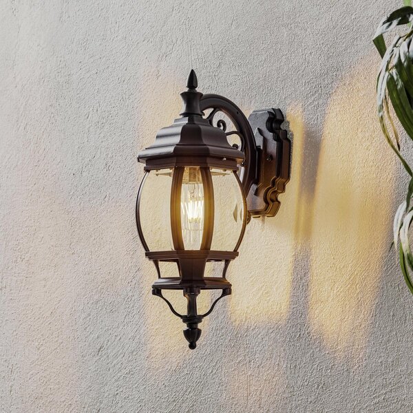 K.S. Verlichting Lumina de perete în aer liber Andrew agățat felinar, negru, reglabil, Transparent, Metal