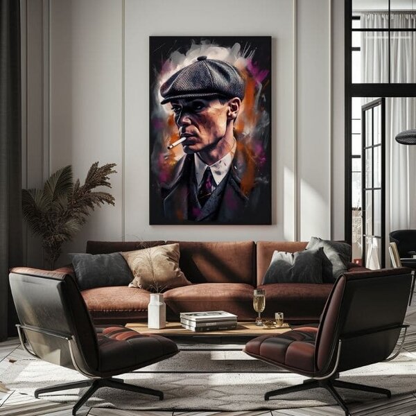 Tablou de perete TOMMY SHELBY: King of the streets | finisată de mâna artistului - 60x90 cm