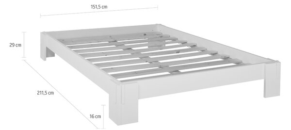 Pat Zen lemn masiv cu somiera, alb 140/200 cm