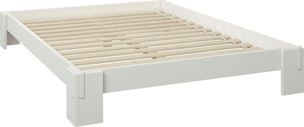 Pat Zen lemn masiv cu somiera, alb 140/200 cm