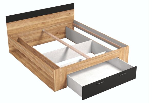 Pat matrimonial Gamma 180 (stejar + Negru). 1091843