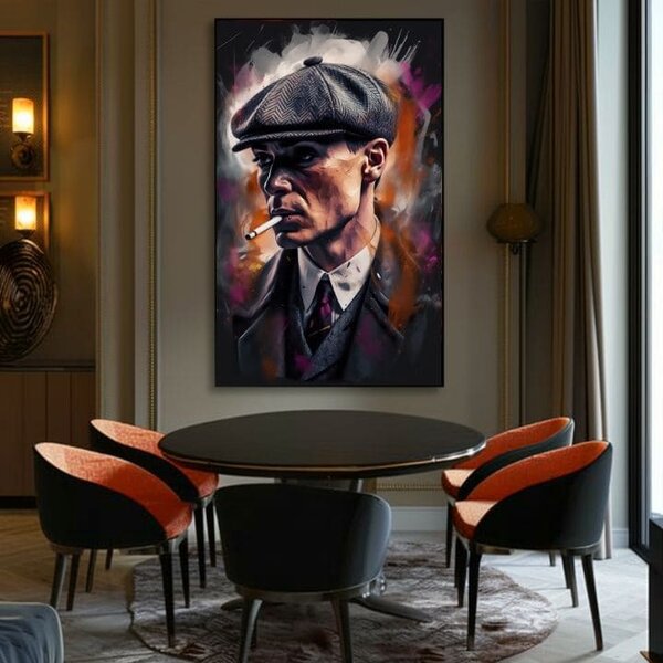Tablou de perete TOMMY SHELBY: King of the streets | finisată de mâna artistului - 60x90 cm