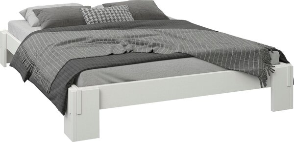 Pat Zen lemn masiv cu somiera, alb 140/200 cm