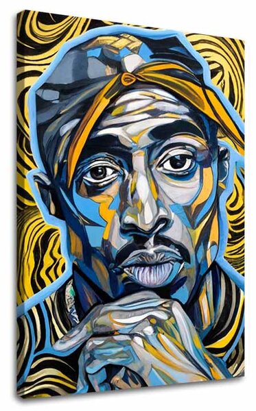 Tablou de perete Tupac Shakur - tonurile de aur ale rap-ului | finisată de mâna artistului - 60x90 cm