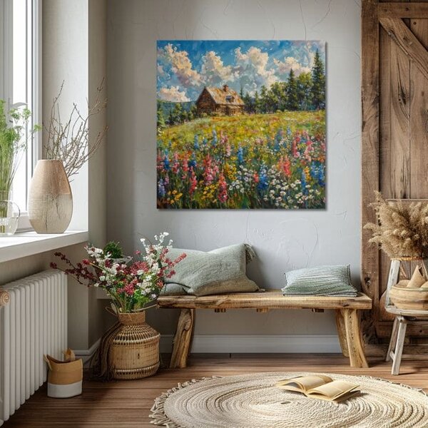 Tablou de perete de peisaj pe panza Summer at Grandma's - 60x60 cm