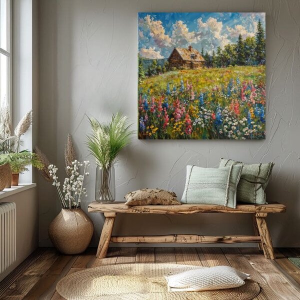 Tablou de perete de peisaj pe panza Summer at Grandma's - 60x60 cm