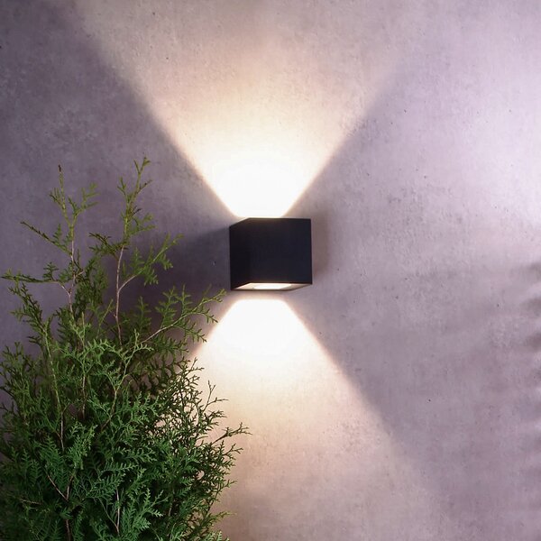 Deko-Light Aplică cu LED pentru exterior Jabbah, gri închis, sus/jos, Gri, Metal, Modern, Priză de perete sus / jos