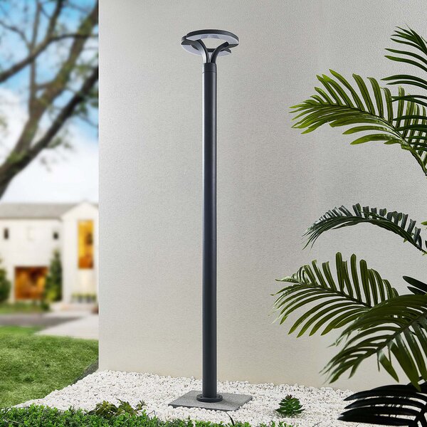 Lindby LED lumina de exterior Keily, cerc, antracit, metal, Negru, Metal, Modern