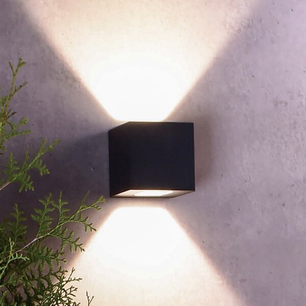 Deko-Light Aplică cu LED pentru exterior Jabbah, gri închis, sus/jos, Gri, Metal, Modern, Priză de perete sus / jos