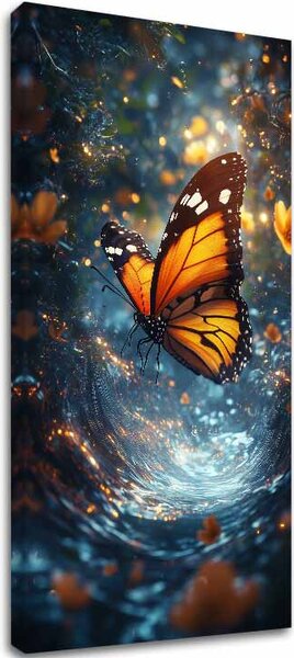 Tablou de perete fluturelui portocaliu - atmosferă magică - 50x100 cm