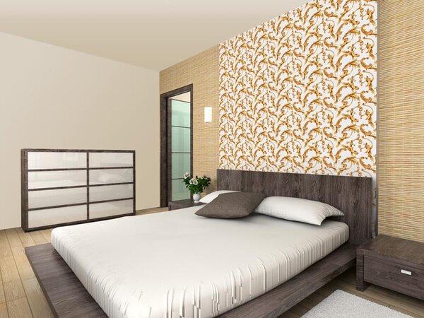 Tapet vlies de lux ornamente clasice albe