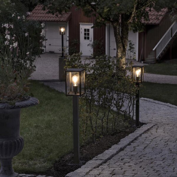 Konstsmide Lampă de trotuar Carpi, formă felinar, negru, Negru, Metal, Modern, Felinar