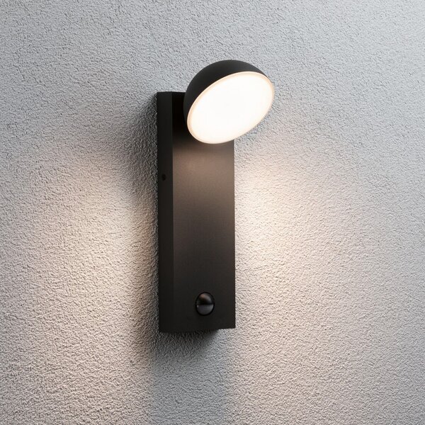 Paulmann Puka LED cu senzor pentru exterior, Negru, Metal, Modern
