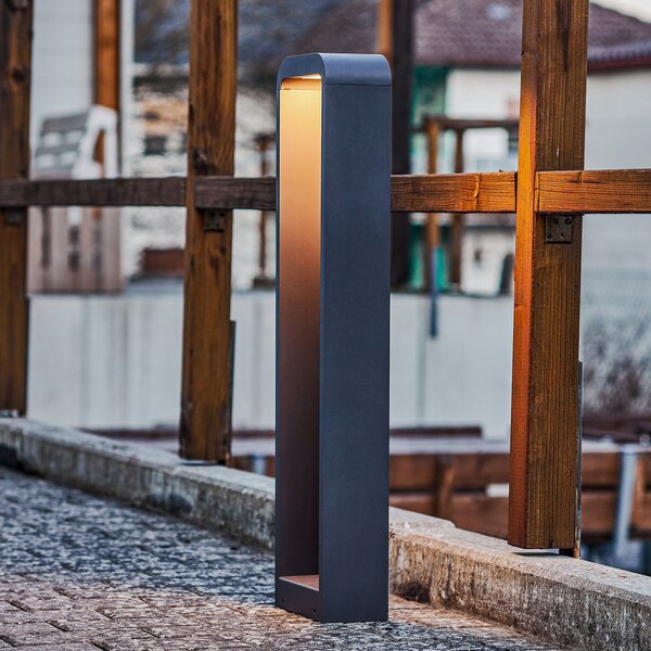 Lindby Emima bornă luminoasă LED, 80 cm, antracit, aluminiu, Negru, Metal, Modern