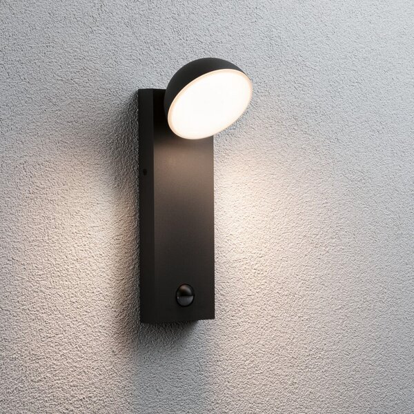 Paulmann Puka LED cu senzor pentru exterior, Negru, Metal, Modern