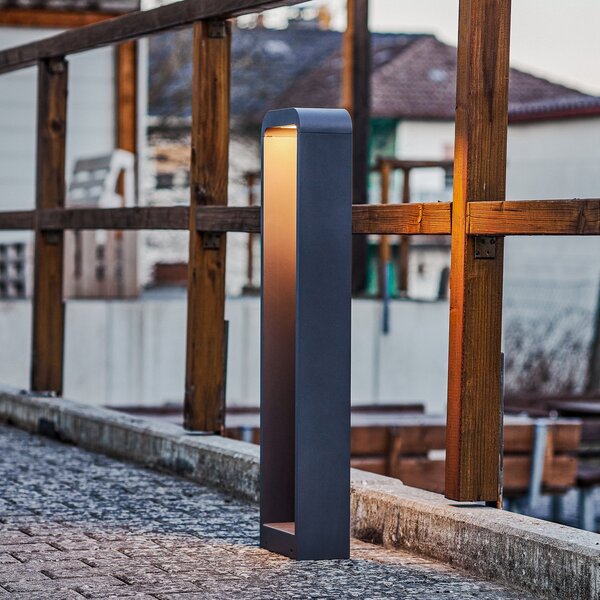 Lindby Emima bornă luminoasă LED, 80 cm, antracit, aluminiu, Negru, Metal, Modern