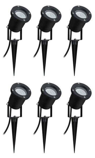 Paulmann Special Line LED cu vârf de sol, set 6 proiectoare, Negru, Metal