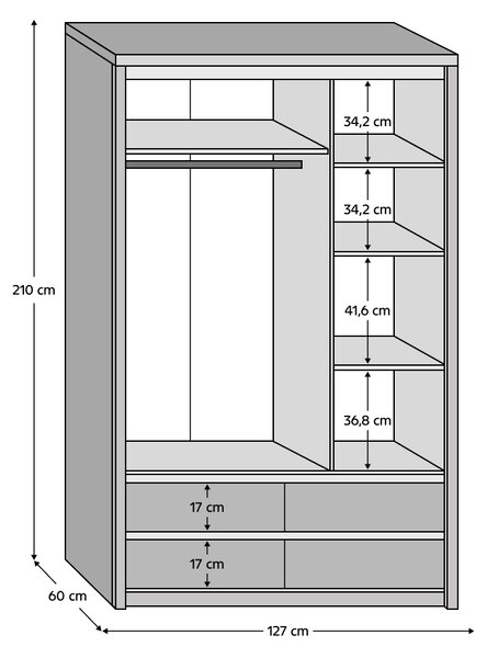 KONDELA Dulap cu oglindă 3D4S, stejar sonoma, NORTY TYP 1
