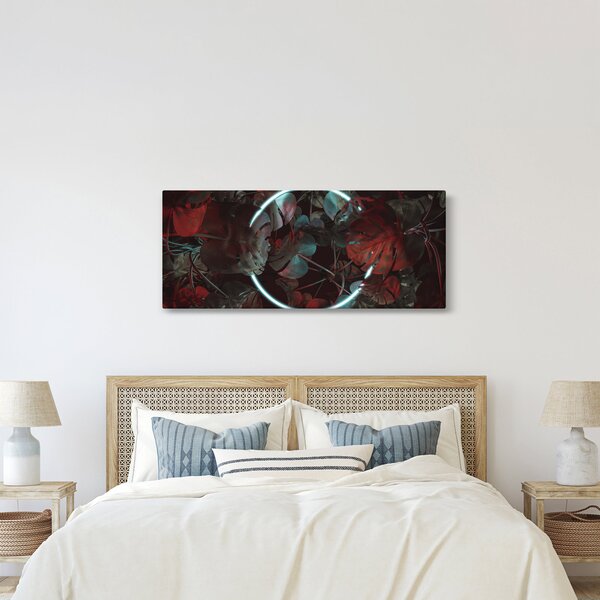 Tablou - Cerc de neon între palmieri (120x50 cm)