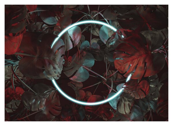 Tablou - Cerc de neon între palmieri (70x50 cm)