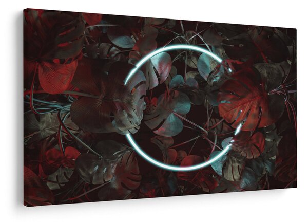 Tablou - Cerc de neon între palmieri (90x60 cm)