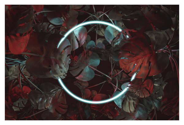 Tablou - Cerc de neon între palmieri (90x60 cm)