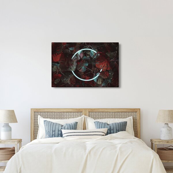 Tablou - Cerc de neon între palmieri (90x60 cm)