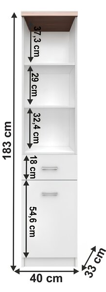 KONDELA Etajeră 1D1S cu sertar, alb/stejar sonoma, universal, TOPTY TYP 04