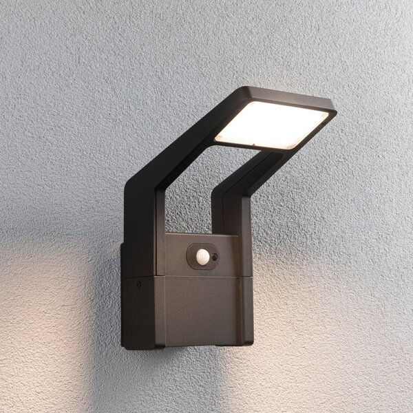 Paulmann LED pentru exterior Juntea, aluminiu, antracit, senzor, Negru, Aluminiu, Perete unghiular