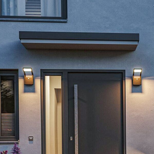 Paulmann LED pentru exterior Juntea, aluminiu, antracit, senzor, Negru, Aluminiu, Perete unghiular