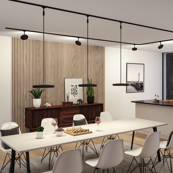 Paulmann URail Hildor suspendată LED 3.000K negru, reglabil, Negru, Studiu / Birou, Metal, Modern